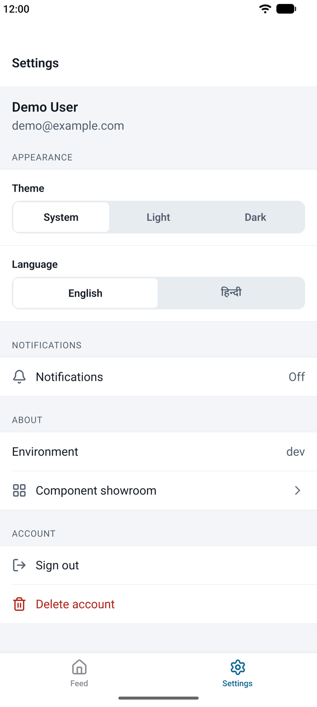 Settings on Android