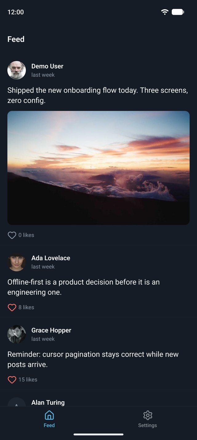 The feed on Android in the dark theme