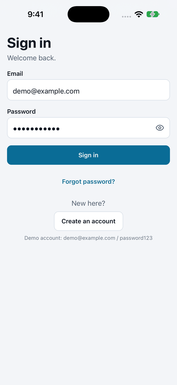 Sign-in on iOS with the demo account