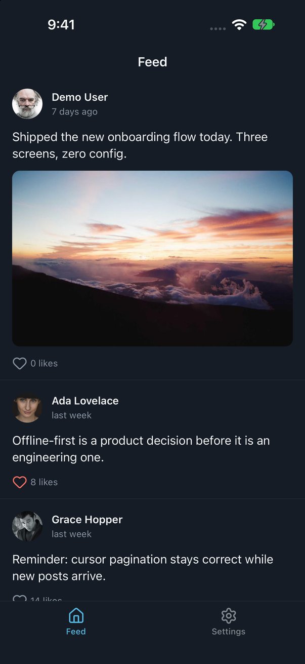 The feed on iOS in the dark theme
